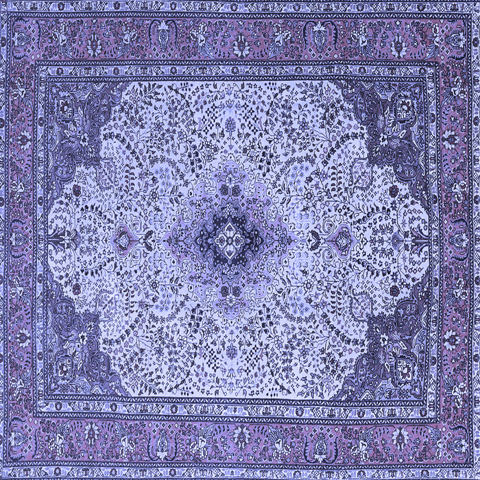 Square Machine Washable Persian Blue Traditional Rug, wshtr1287blu