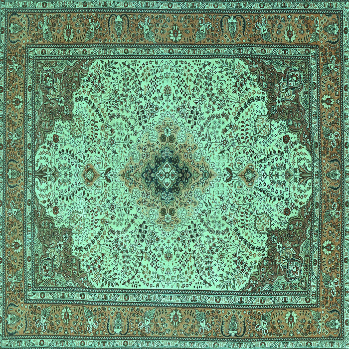 Square Machine Washable Persian Turquoise Traditional Area Rugs, wshtr1287turq