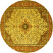 Round Persian Yellow Traditional Rug, tr1287yw