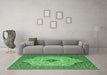 Machine Washable Persian Emerald Green Traditional Area Rugs in a Living Room,, wshtr1287emgrn