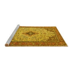 Sideview of Machine Washable Persian Yellow Traditional Rug, wshtr1287yw