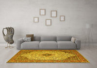 Machine Washable Persian Yellow Traditional Rug, wshtr1287yw