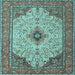 Square Machine Washable Persian Light Blue Traditional Rug, wshtr1287lblu