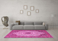 Machine Washable Persian Pink Traditional Rug, wshtr1287pnk