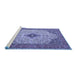 Sideview of Machine Washable Persian Blue Traditional Rug, wshtr1287blu