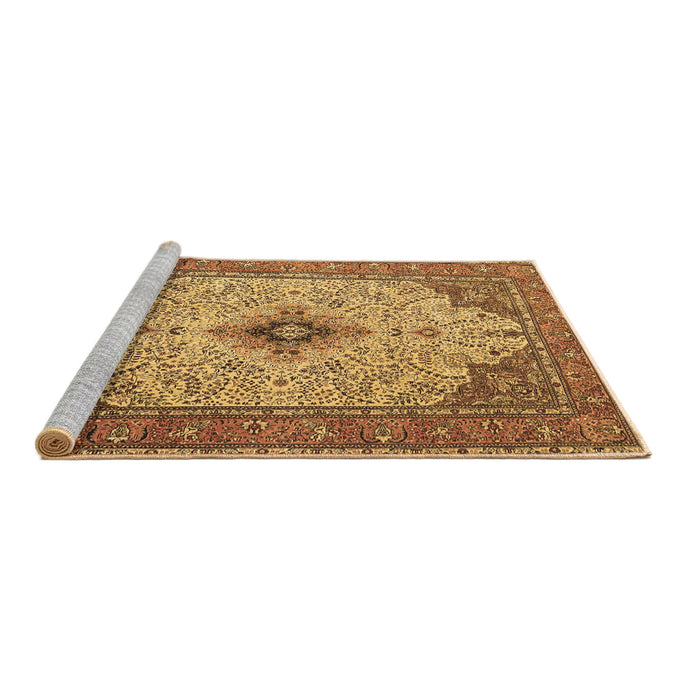 Sideview of Machine Washable Persian Brown Traditional Rug, wshtr1287brn