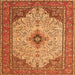 Round Machine Washable Persian Orange Traditional Area Rugs, wshtr1287org