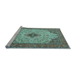 Sideview of Machine Washable Persian Light Blue Traditional Rug, wshtr1287lblu