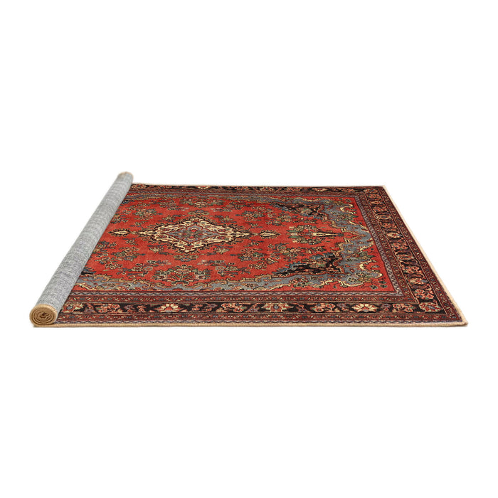 Sideview of Machine Washable Traditional Tomato Red Rug, wshtr1288