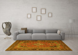 Machine Washable Persian Yellow Traditional Rug in a Living Room, wshtr1288yw