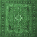 Square Machine Washable Persian Emerald Green Traditional Area Rugs, wshtr1288emgrn