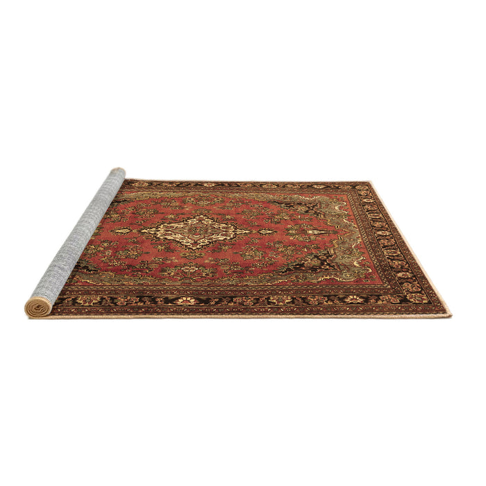 Sideview of Machine Washable Persian Brown Traditional Rug, wshtr1288brn