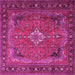 Square Machine Washable Persian Pink Traditional Rug, wshtr1288pnk