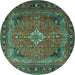 Round Persian Turquoise Traditional Rug, tr1288turq