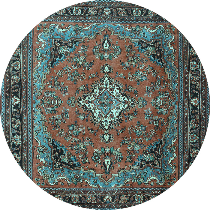 Round Machine Washable Persian Light Blue Traditional Rug, wshtr1288lblu