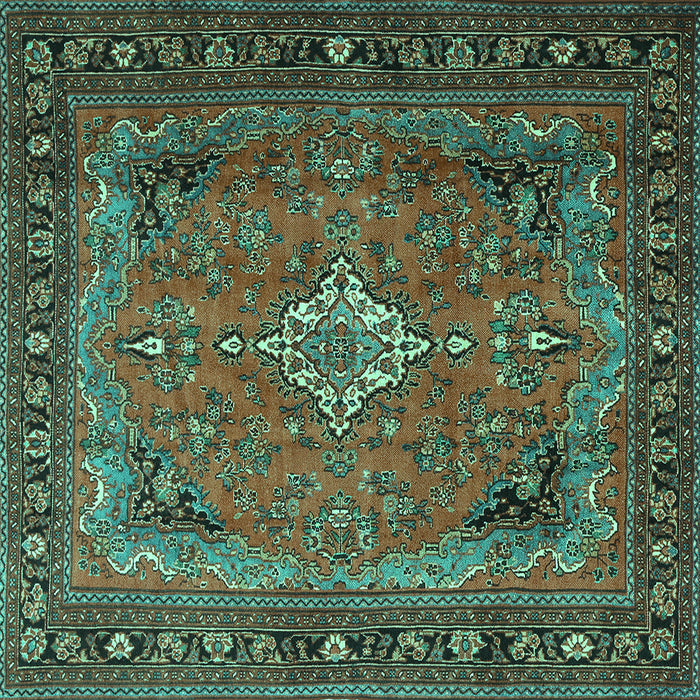 Square Machine Washable Persian Turquoise Traditional Area Rugs, wshtr1288turq