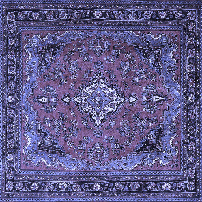 Square Machine Washable Persian Blue Traditional Rug, wshtr1288blu