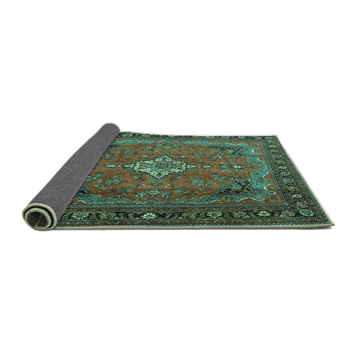 Sideview of Persian Turquoise Traditional Rug, tr1288turq