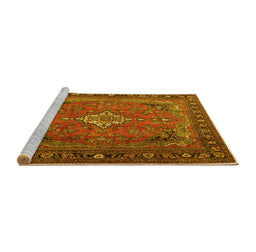 Sideview of Machine Washable Persian Yellow Traditional Rug, wshtr1288yw
