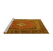 Sideview of Machine Washable Persian Yellow Traditional Rug, wshtr1288yw