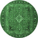 Round Persian Emerald Green Traditional Rug, tr1288emgrn