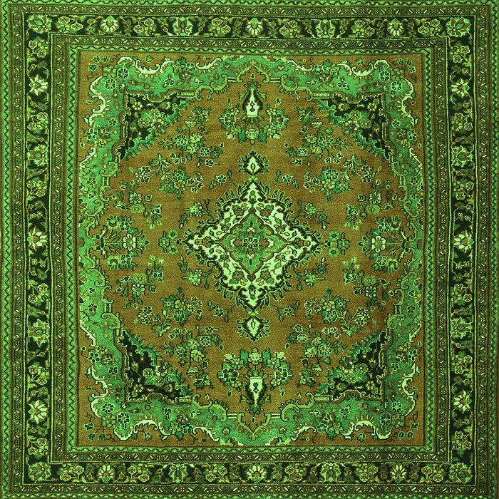 Round Machine Washable Persian Green Traditional Area Rugs, wshtr1288grn