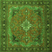 Round Machine Washable Persian Green Traditional Area Rugs, wshtr1288grn