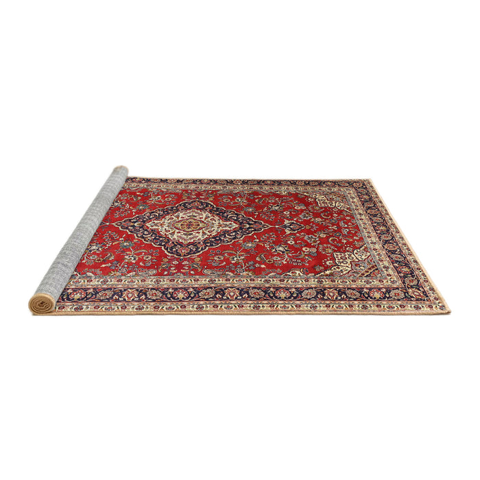 Sideview of Machine Washable Traditional Tomato Red Rug, wshtr1289