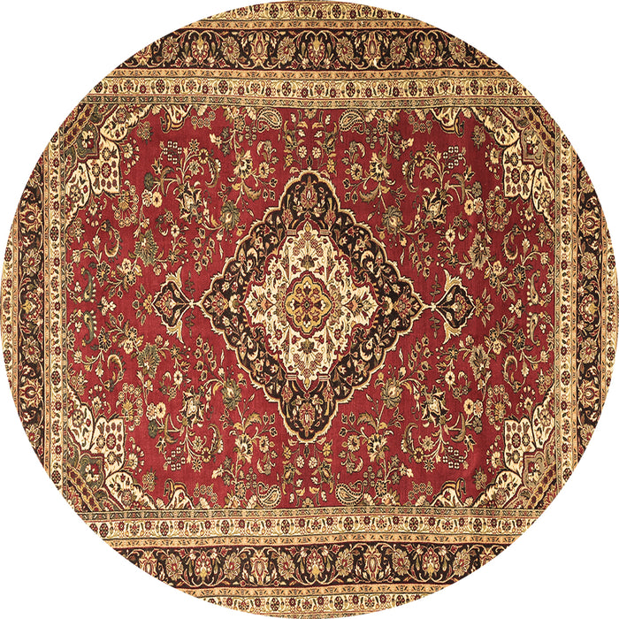 Round Medallion Brown Traditional Rug, tr1289brn