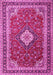 Machine Washable Medallion Pink Traditional Rug, wshtr1289pnk