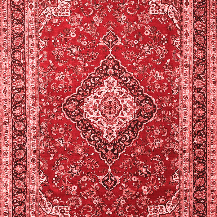Machine Washable Medallion Red Traditional Rug, wshtr1289red