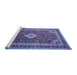 Sideview of Machine Washable Medallion Blue Traditional Rug, wshtr1289blu