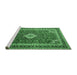 Sideview of Machine Washable Medallion Emerald Green Traditional Area Rugs, wshtr1289emgrn