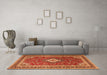 Machine Washable Medallion Orange Traditional Area Rugs in a Living Room, wshtr1289org