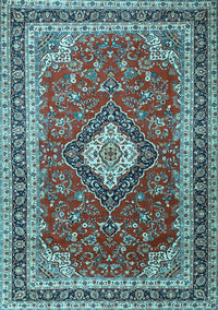 Medallion Light Blue Traditional Rug, tr1289lblu