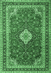 Medallion Emerald Green Traditional Rug, tr1289emgrn