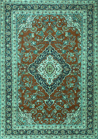 Medallion Turquoise Traditional Rug, tr1289turq