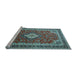 Sideview of Machine Washable Medallion Light Blue Traditional Rug, wshtr1289lblu