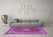 Machine Washable Medallion Purple Traditional Area Rugs in a Living Room, wshtr1289pur