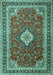 Machine Washable Medallion Turquoise Traditional Area Rugs, wshtr1289turq