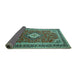 Sideview of Medallion Turquoise Traditional Rug, tr1289turq