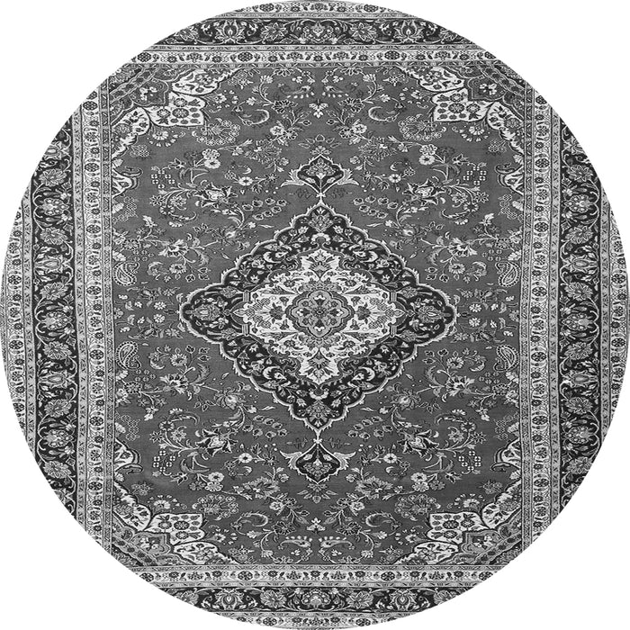 Machine Washable Medallion Gray Traditional Rug, wshtr1289gry