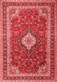 Medallion Red Traditional Rug, tr1289red