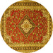 Round Medallion Yellow Traditional Rug, tr1289yw