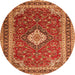 Machine Washable Medallion Orange Traditional Area Rugs, wshtr1289org