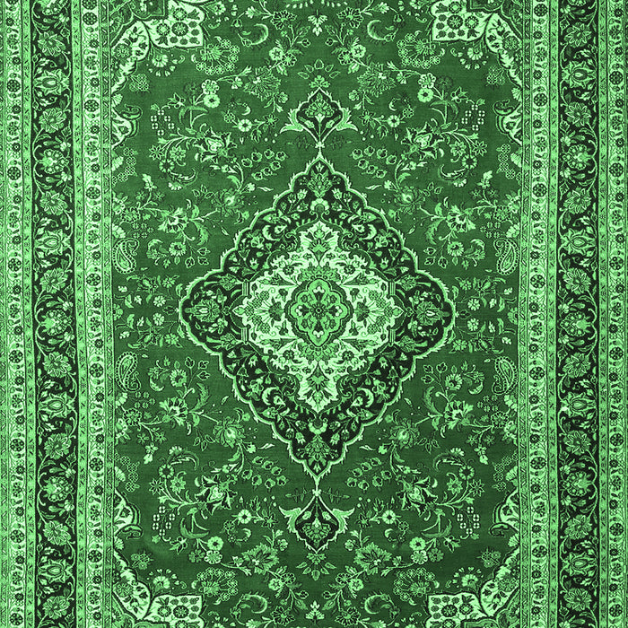 Machine Washable Medallion Emerald Green Traditional Area Rugs, wshtr1289emgrn