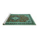 Sideview of Machine Washable Medallion Turquoise Traditional Area Rugs, wshtr1289turq