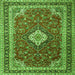 Round Machine Washable Medallion Green Traditional Area Rugs, wshtr1289grn