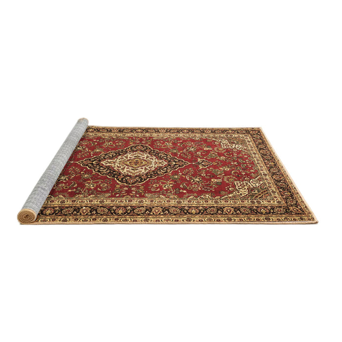 Sideview of Machine Washable Medallion Brown Traditional Rug, wshtr1289brn