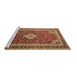 Sideview of Machine Washable Medallion Brown Traditional Rug, wshtr1289brn